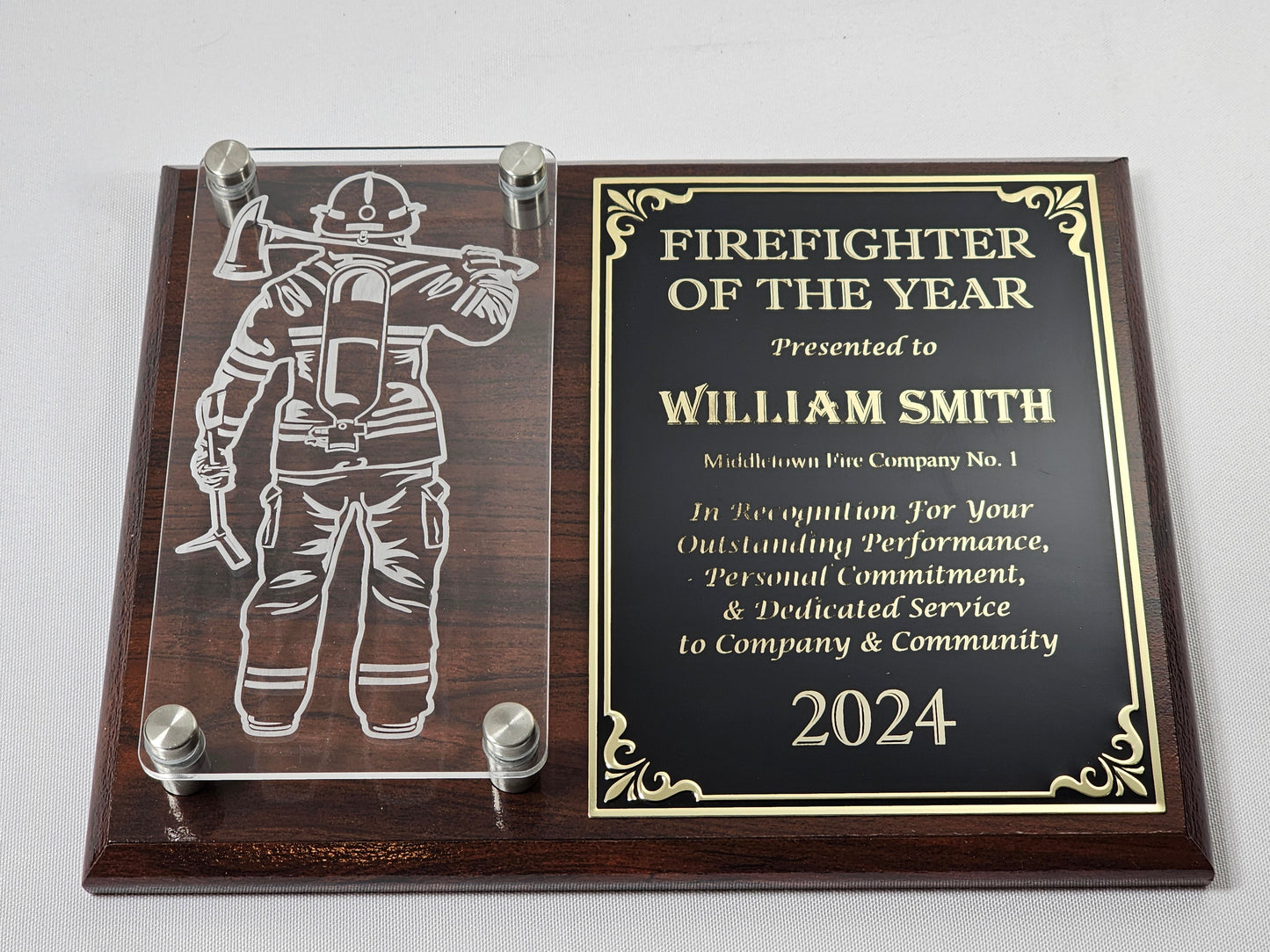 Fire Dept Award Plaque